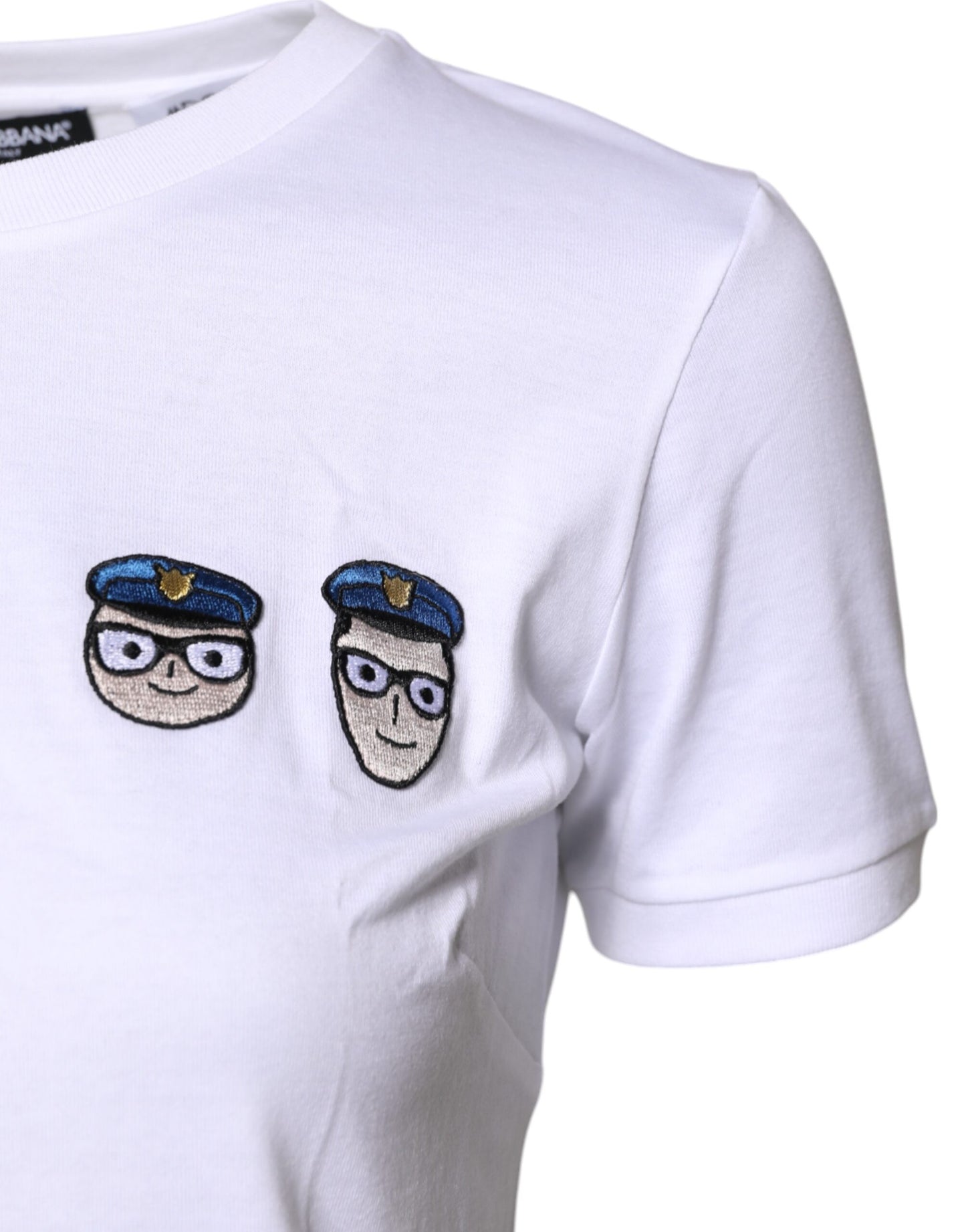 White #DGFamily Cotton Crew Neck T-shirt