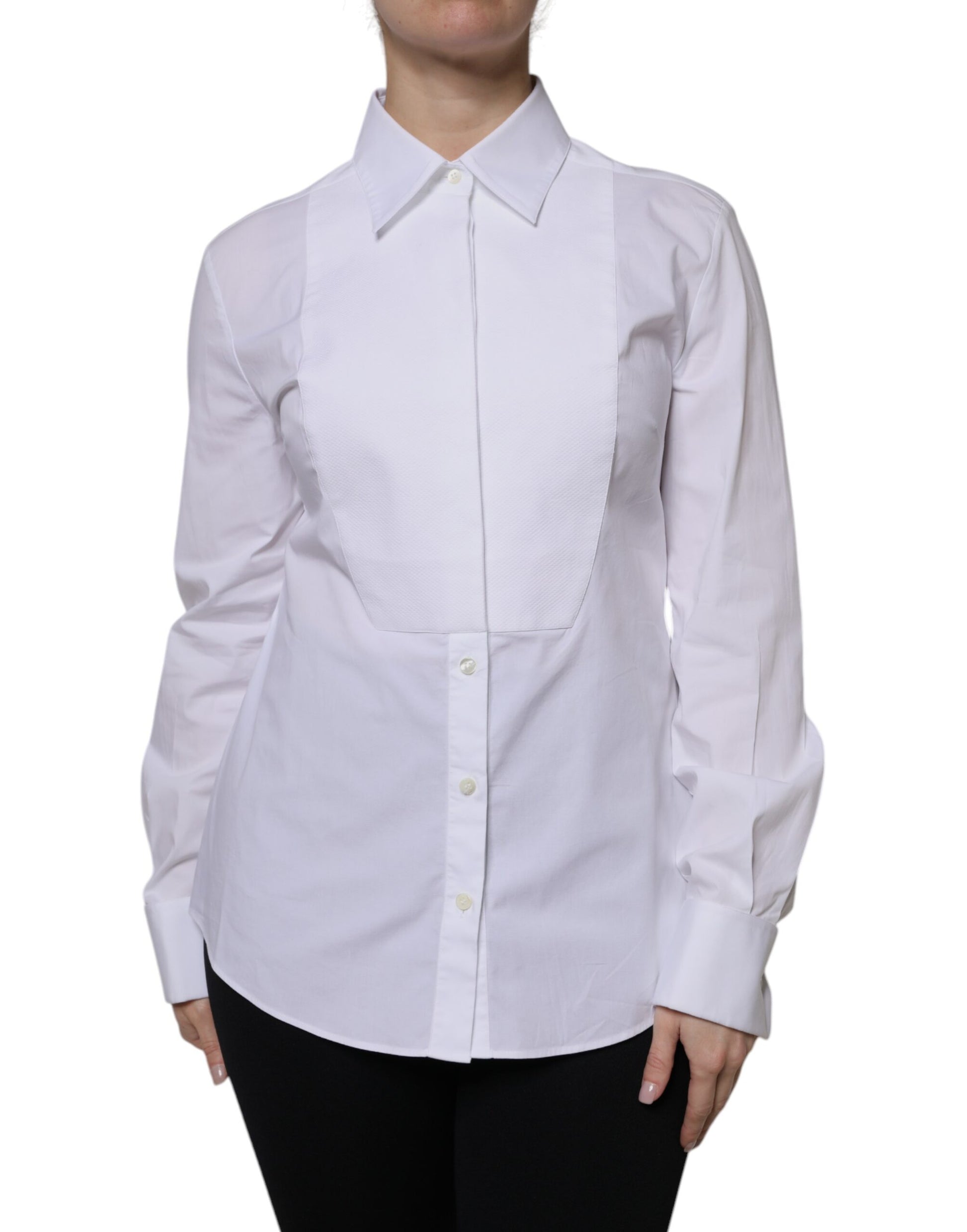 White Cotton Dress Collared Dress Shirt Top