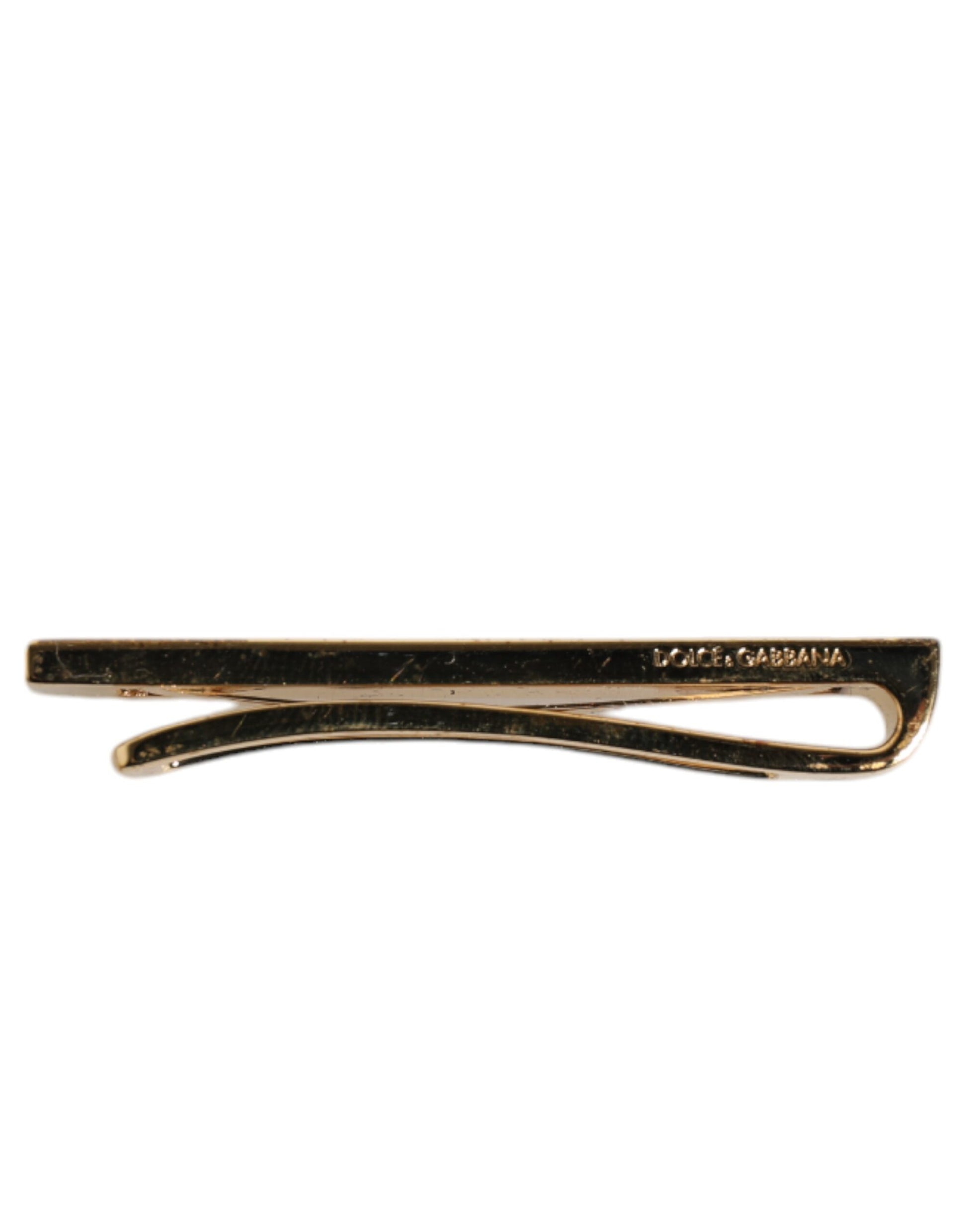Gold Tone Brass Crystal Branded Accessory Tie Clip Bar