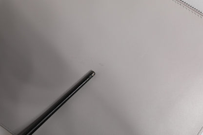 Gray Solid Leather DG Logo Men Clutch Zip Pouch Bag