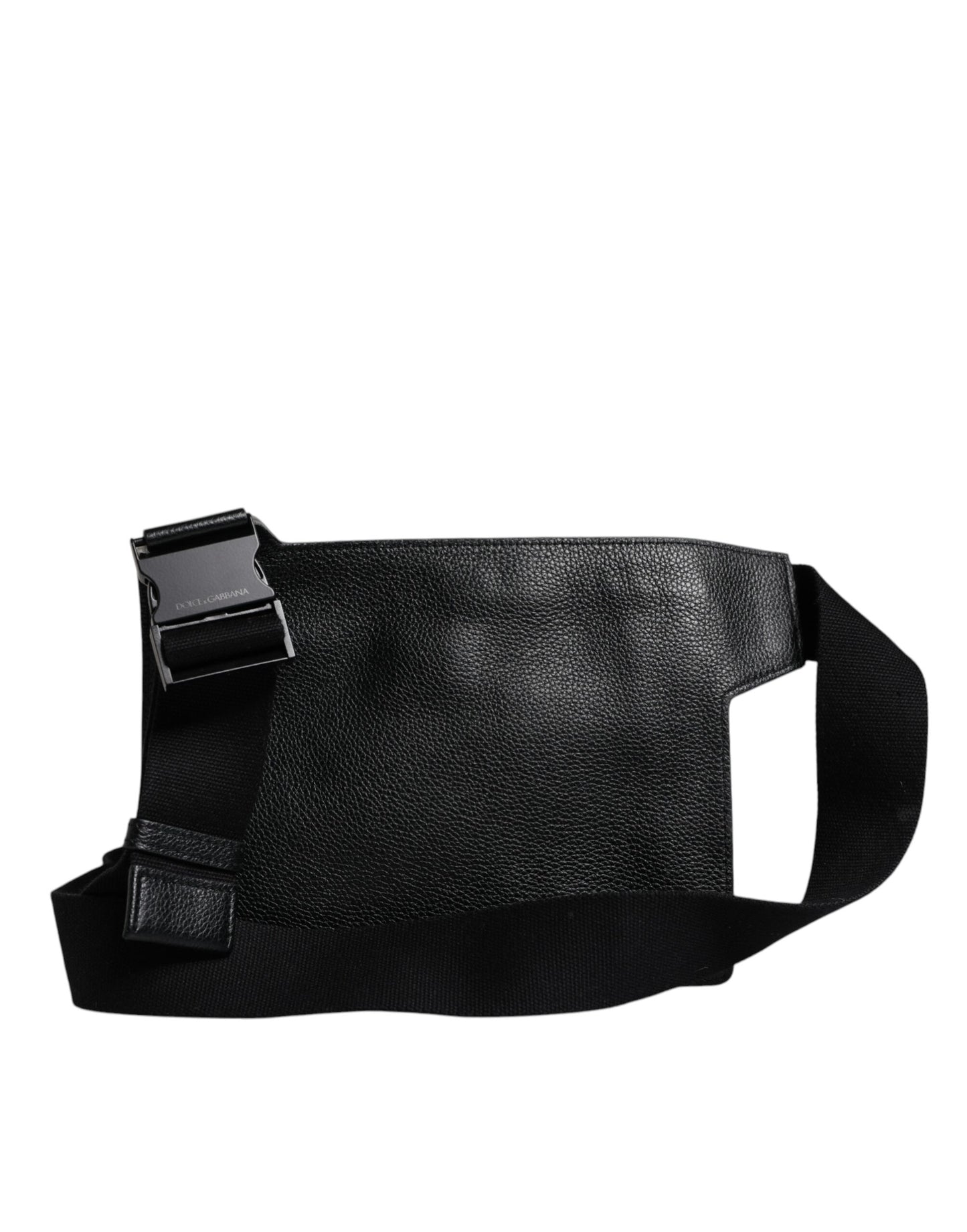 Black Calfskin Leather Messenger Crossbody Bag