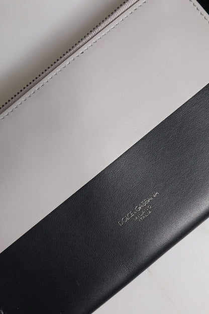 Black White Leather Logo Embossed Crossbody Bag