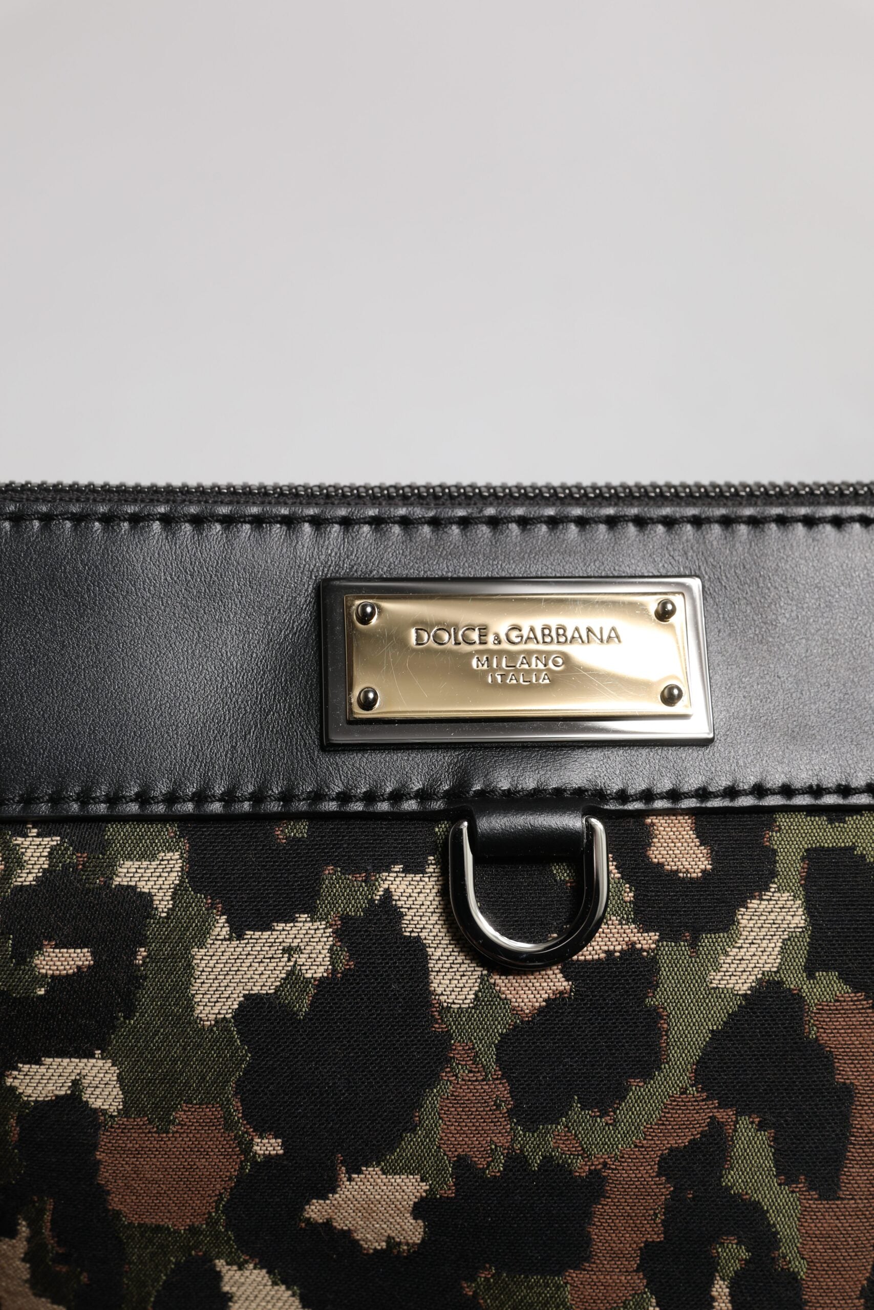 Multicolor Leopard Jacquard Print Logo Plaque Pouch Bag