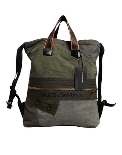 Military Green Patchwork Rucksack Backpack Bag
