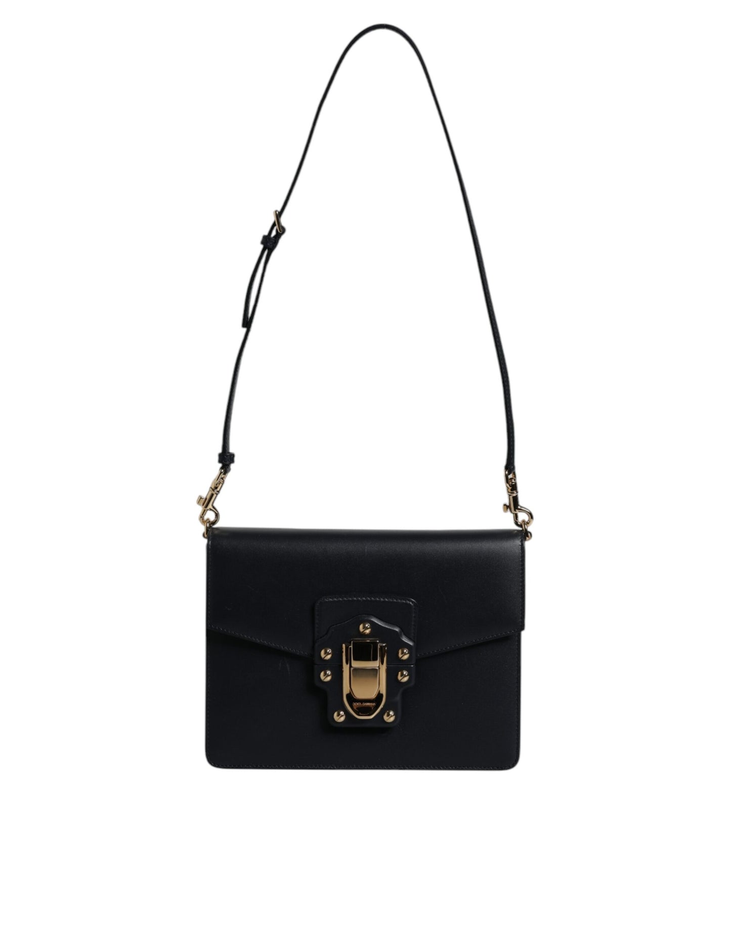 Black Calfskin Leather Shoulder Strap Bag