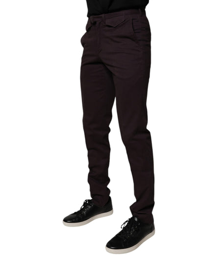 Brown Pure Cotton Slim Fit Men Dress Pants