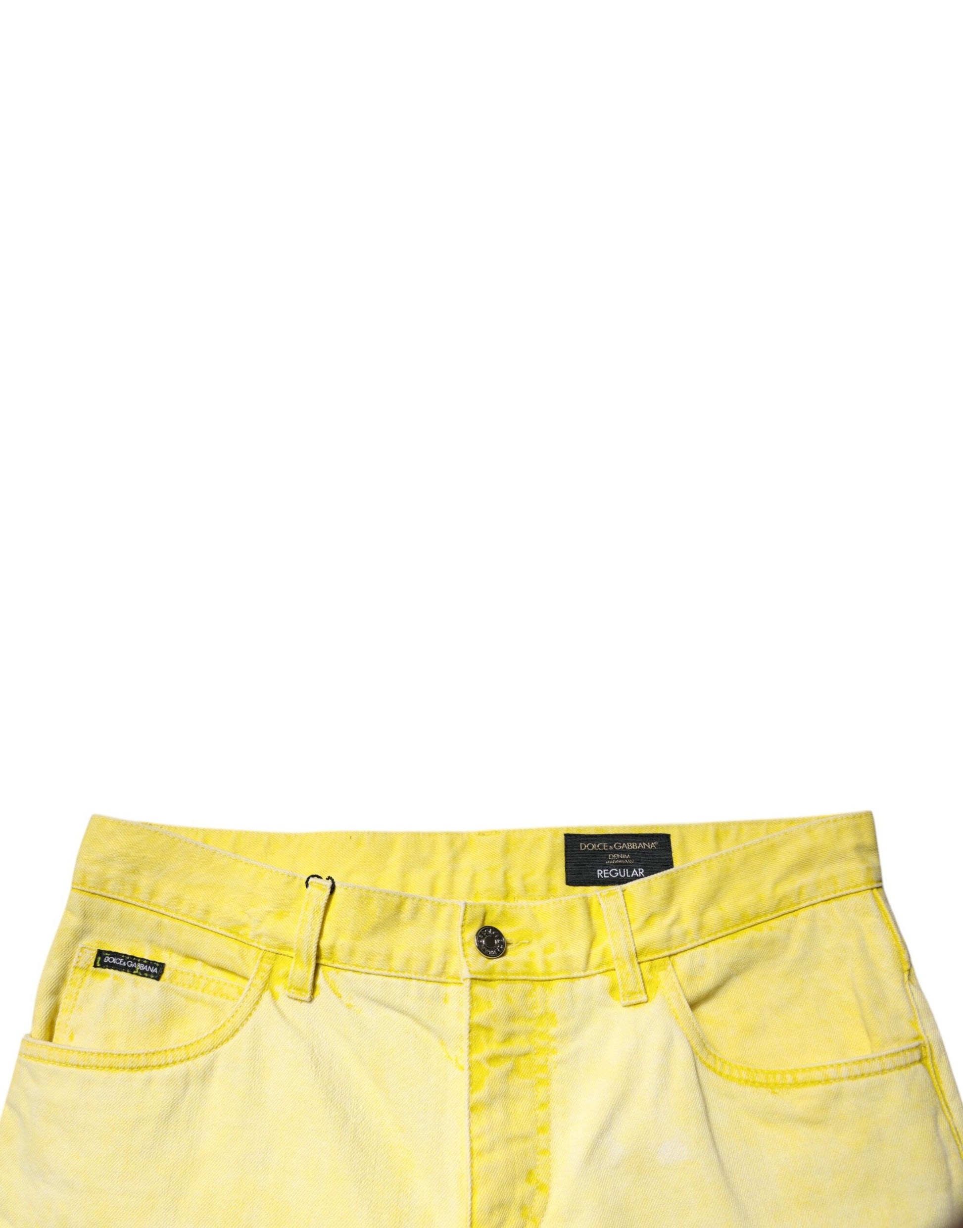 Yellow Cotton Stretch Skinny Men Denim Jeans