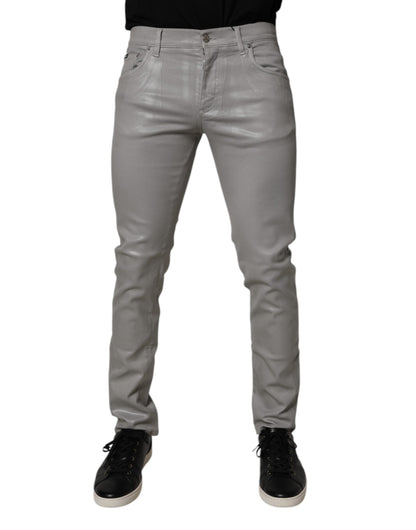 Gray Cotton Stretch Men Slim Fit Denim Jeans