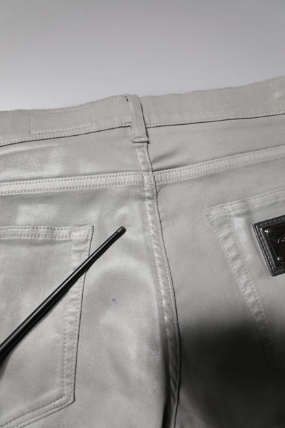 Gray Cotton Stretch Men Slim Fit Denim Jeans