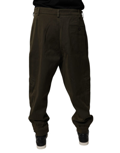 Dark Brown Cotton Jogger Cargo Pants