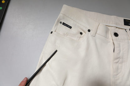 Off White Cotton Stretch Skinny Denim Jeans