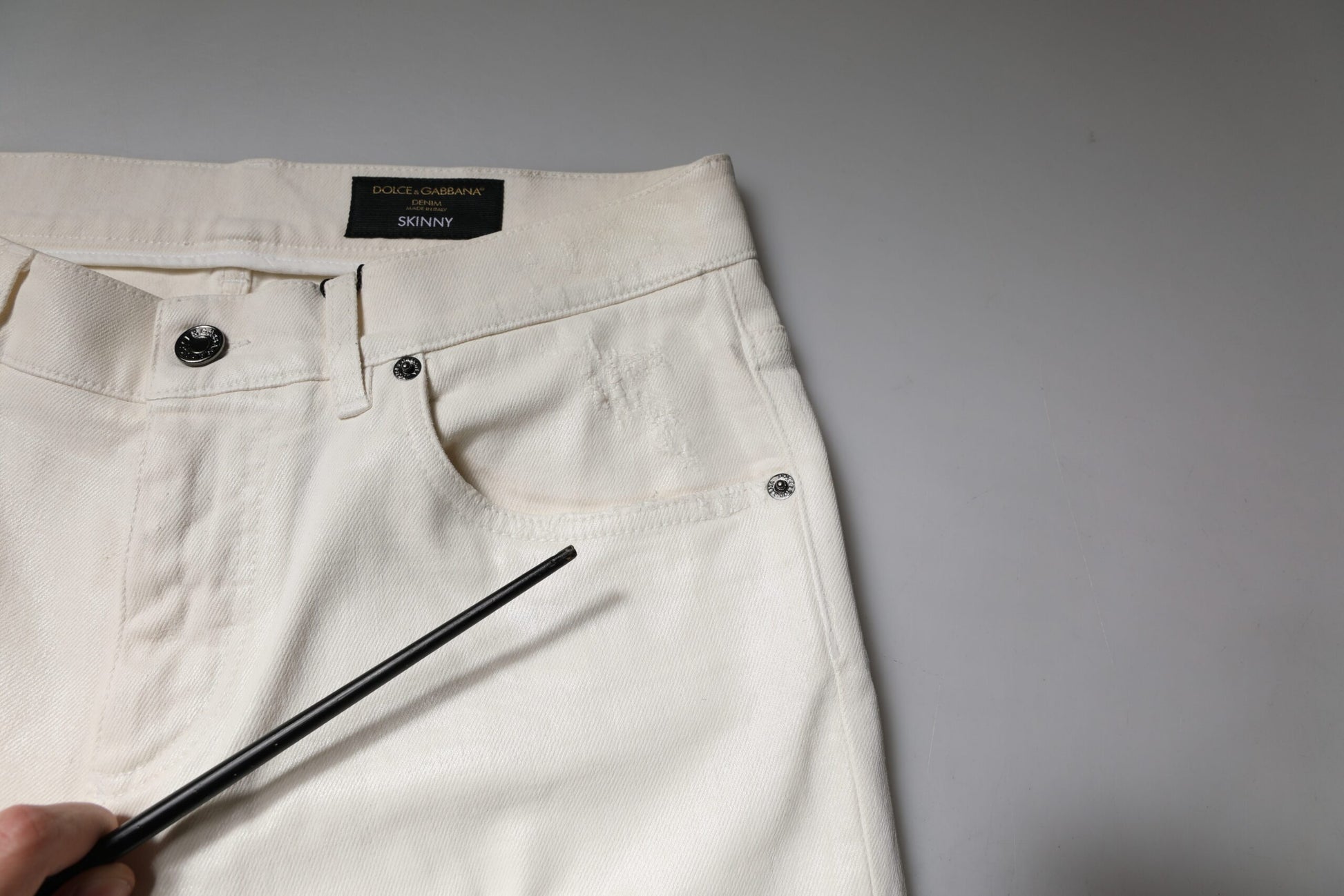 Off White Cotton Stretch Skinny Denim Jeans