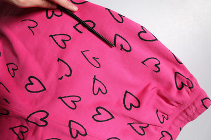 Pink Cotton Heart Print Bermuda Shorts