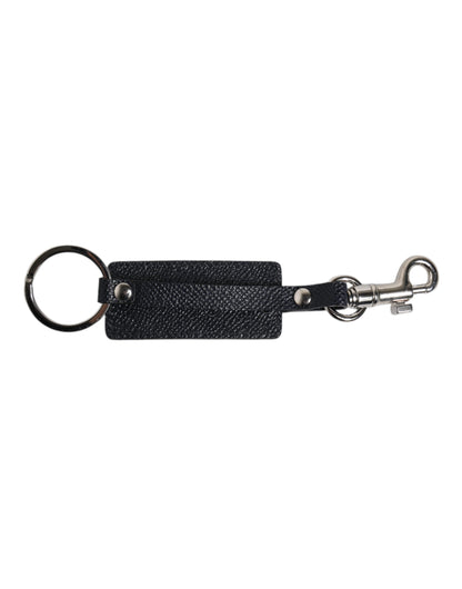 Blue Calf Leather DG Logo Silver Brass Keyring Keychain