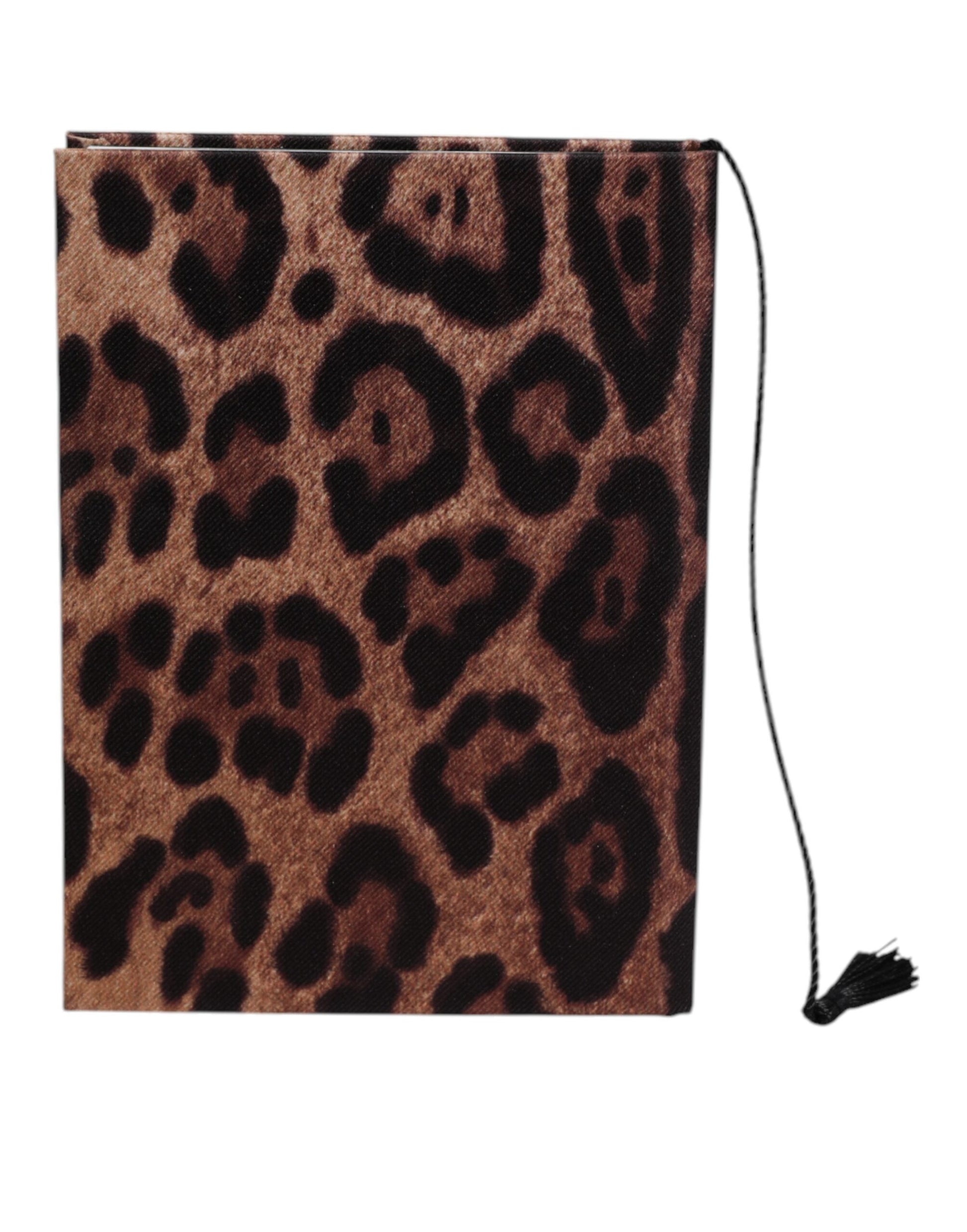 Brown Black Polyester Leopard Logo Print Small Notebook