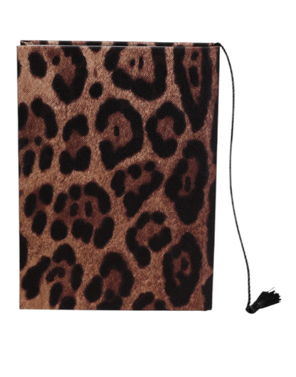 Brown Black Polyester Leopard Logo Print Small Notebook