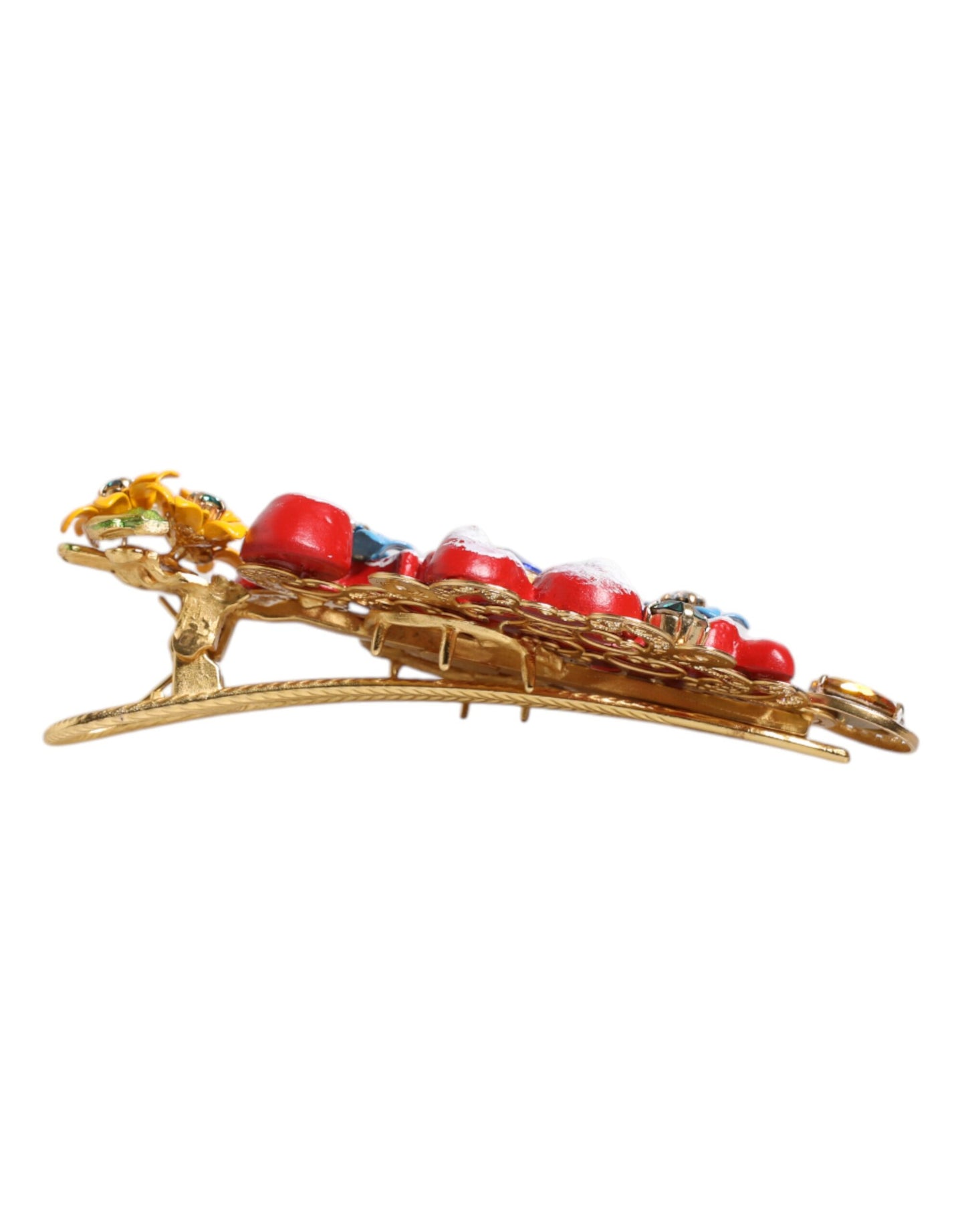 Multicolor Spring CARRETTO Gold Brass Crystal Hair Clip