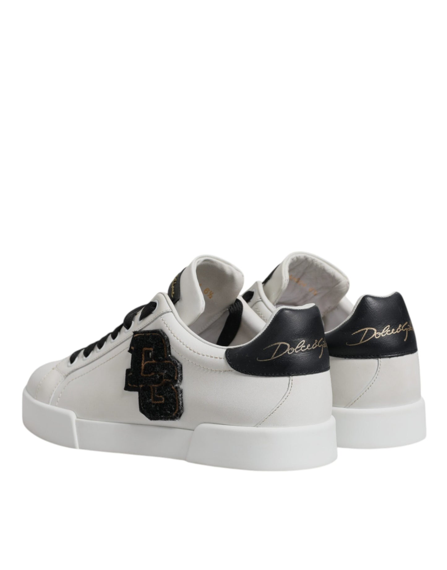 White Leather DG Logo Low Top Sneakers Shoes