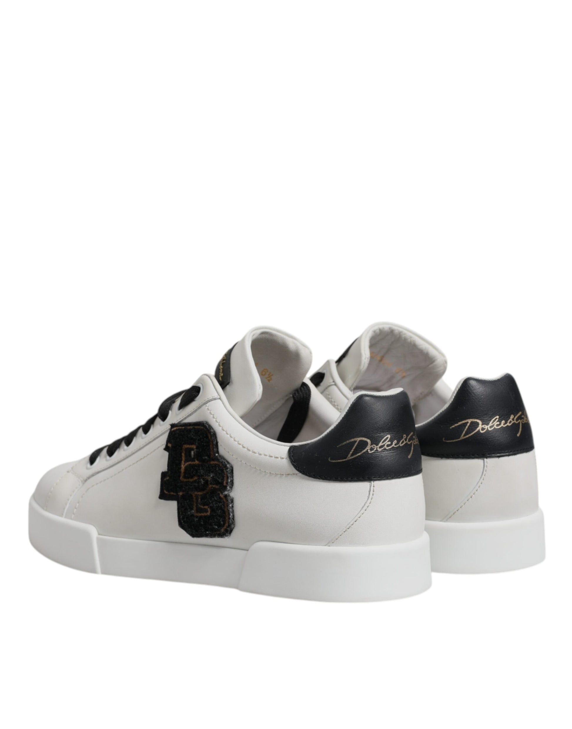 White Leather DG Logo Low Top Sneakers Shoes