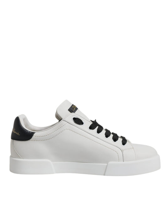 White Leather DG Logo Low Top Sneakers Shoes