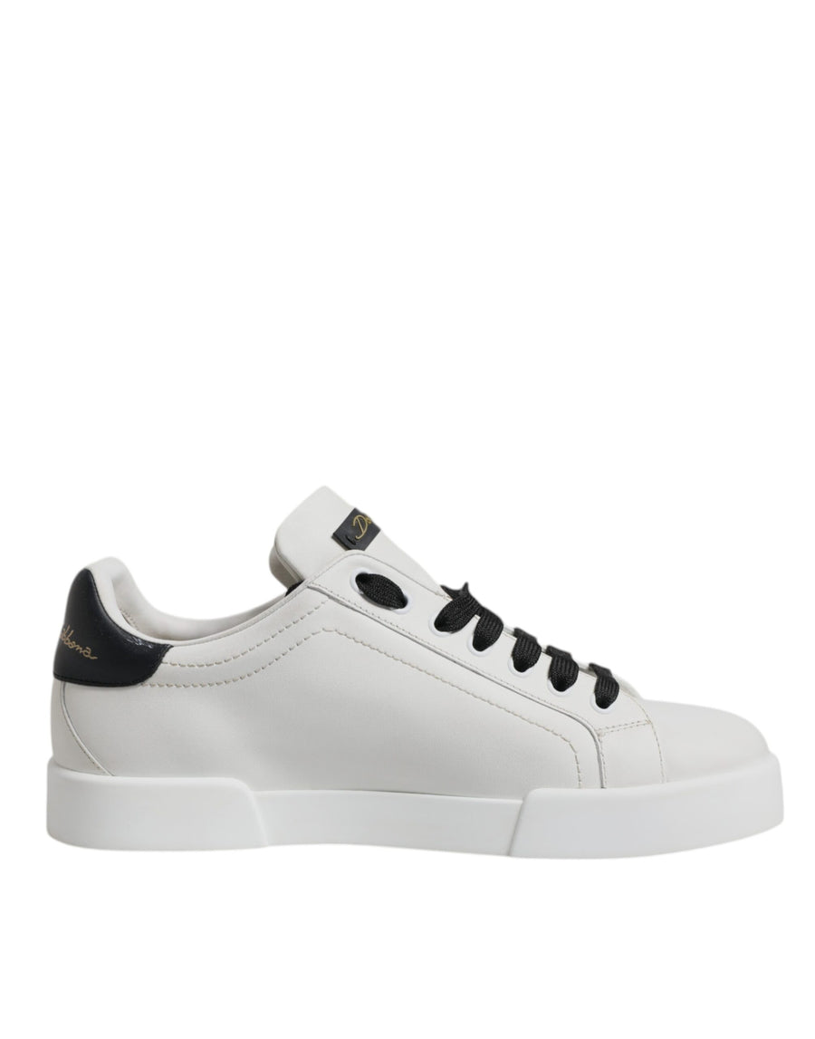 White Leather DG Logo Low Top Sneakers Shoes