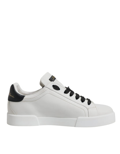 White Leather DG Logo Low Top Sneakers Shoes