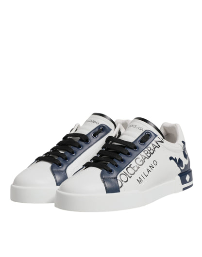 White Blue Crown Low Top Men Sneakers Shoes
