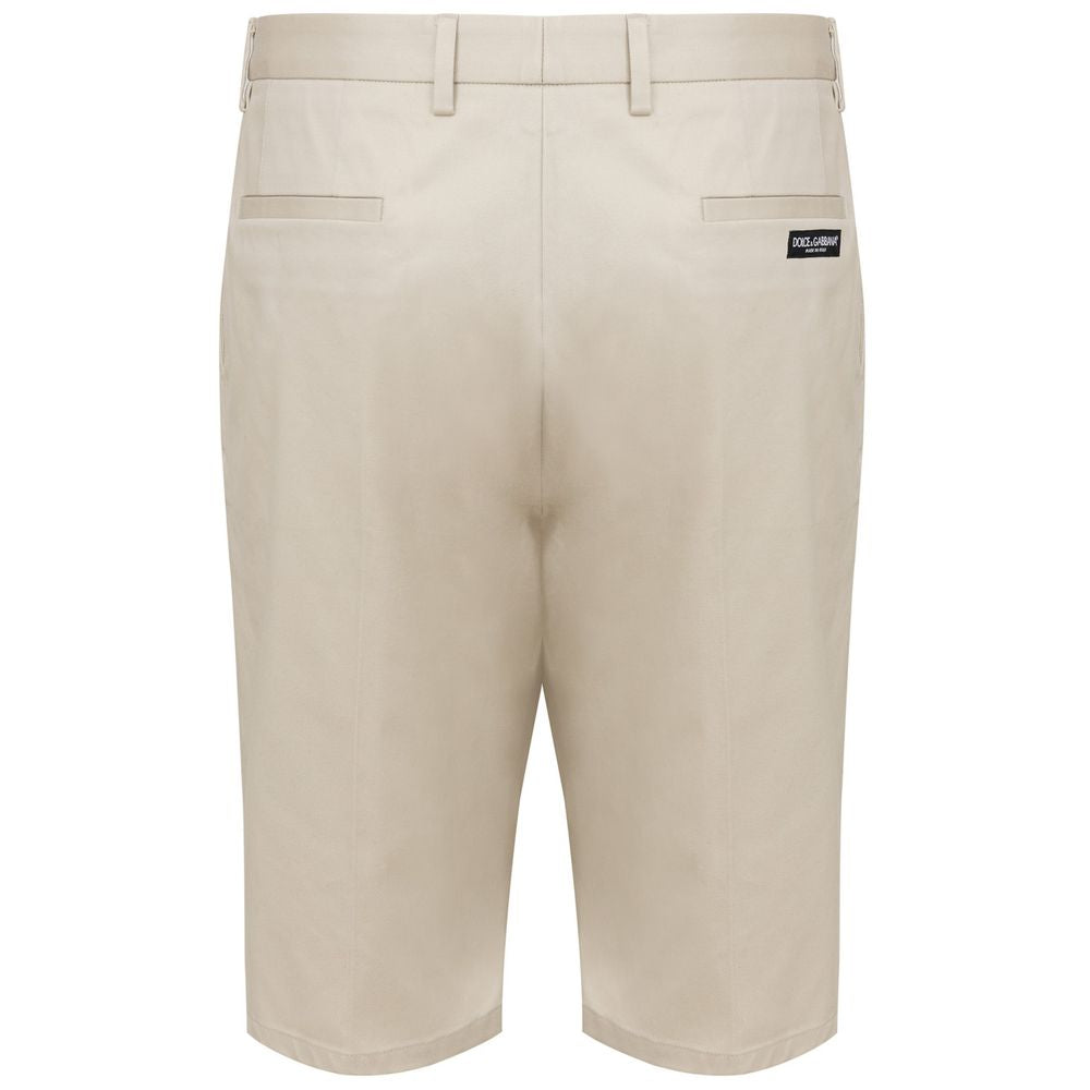 Beige Cotton Bermuda Shorts