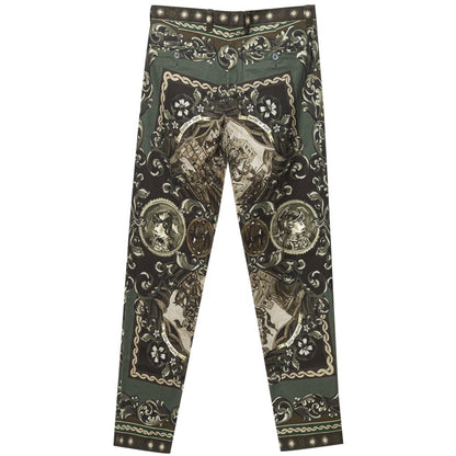 Green Cotton Casual Pants