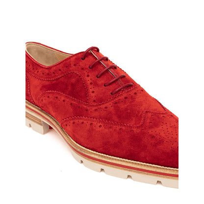 Red Suede Leather Oxfords And Derbies