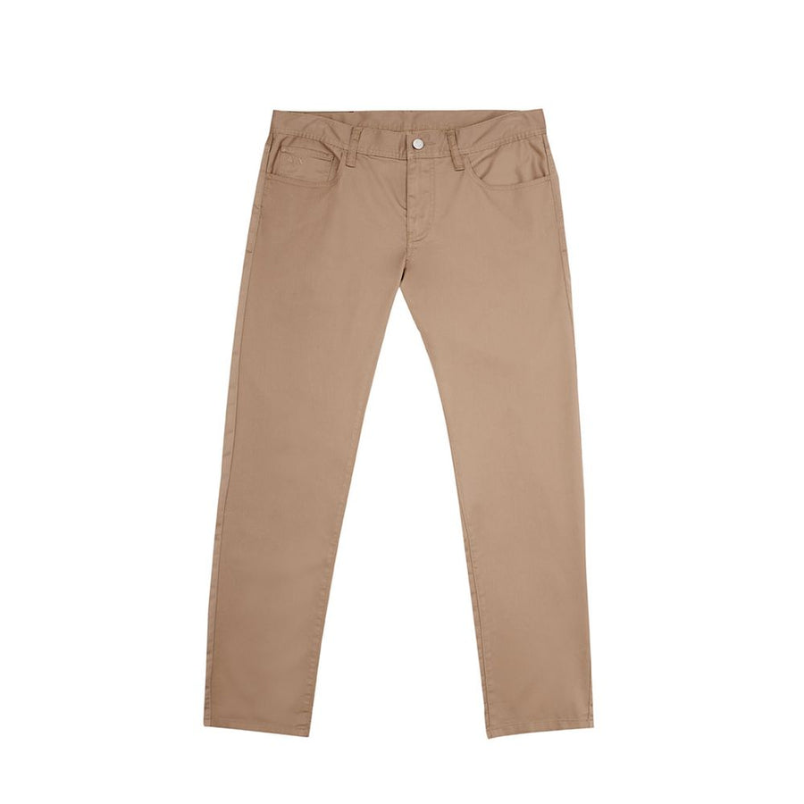 Brown Cotton Casual Pants