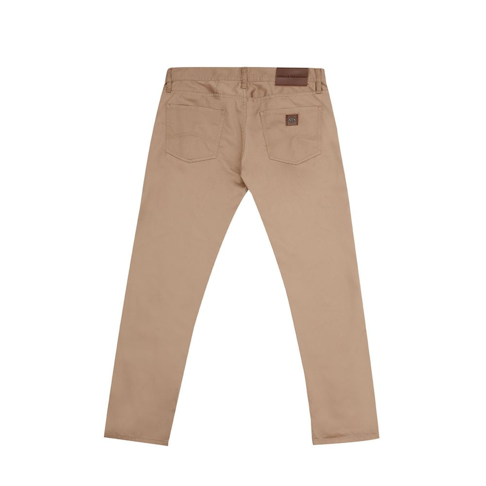 Brown Cotton Casual Pants