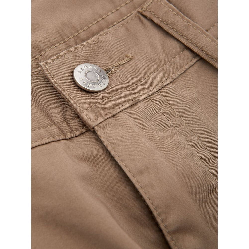 Brown Cotton Casual Pants