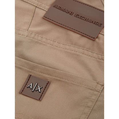 Brown Cotton Casual Pants