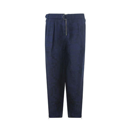 Blue Linen Casual Pants