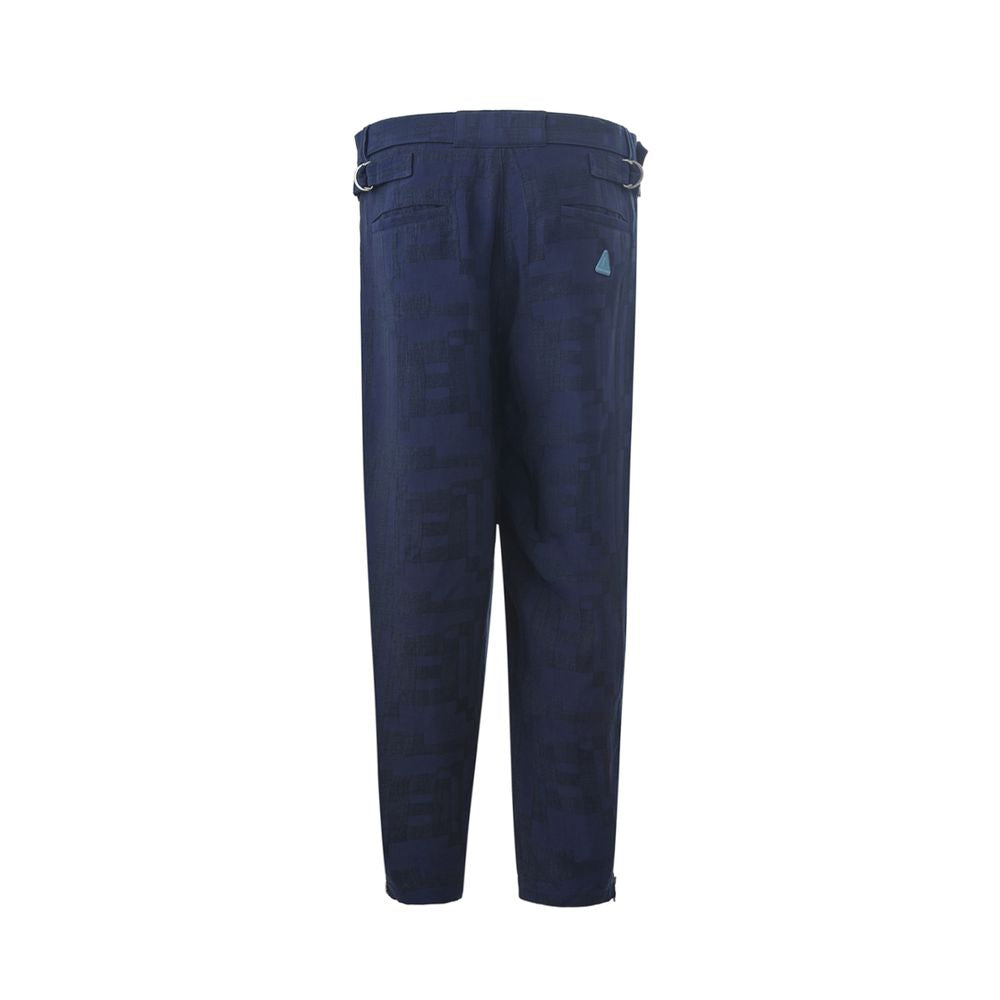 Blue Linen Casual Pants
