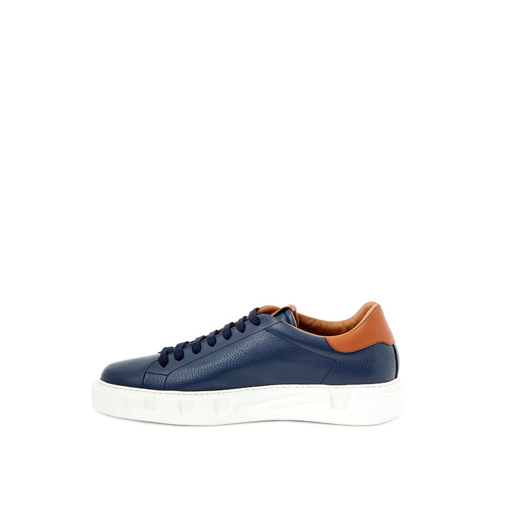 Blue Leather Low Top Sneakers