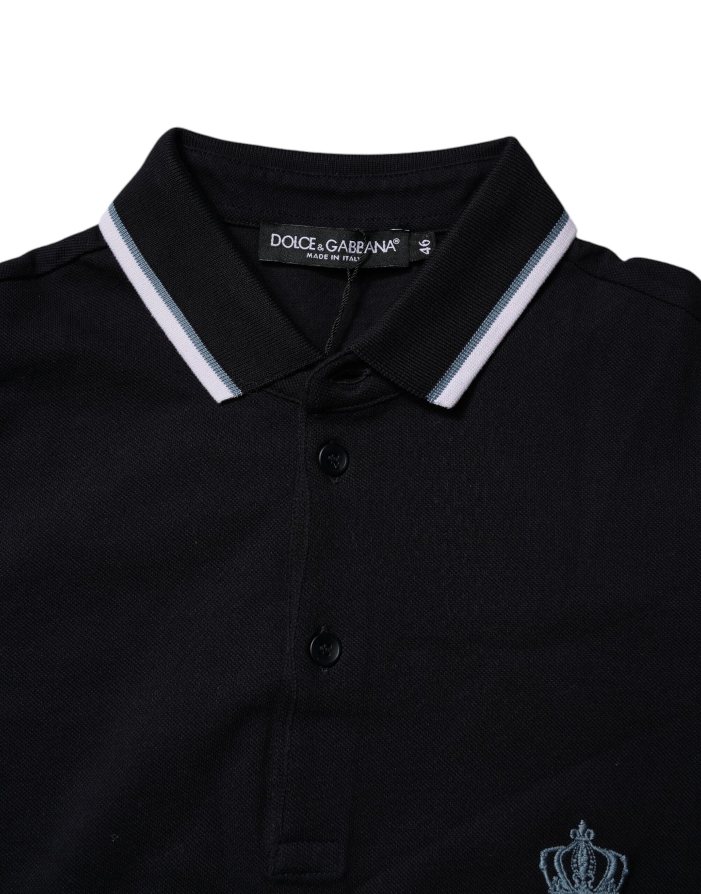 Black Cotton Crown Collared Polo T-shirt