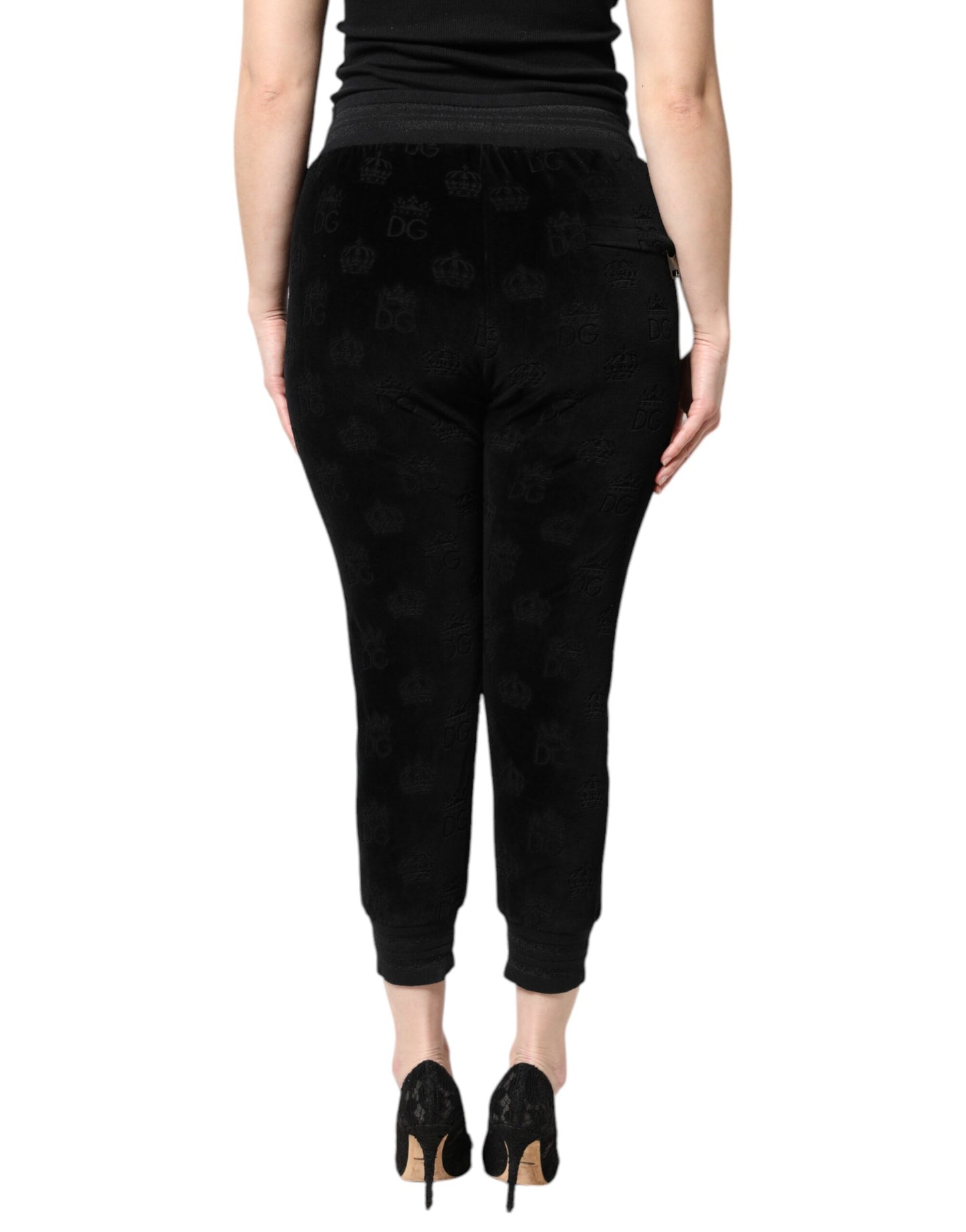 Black All-Over DG Logo Print Jogger Pants