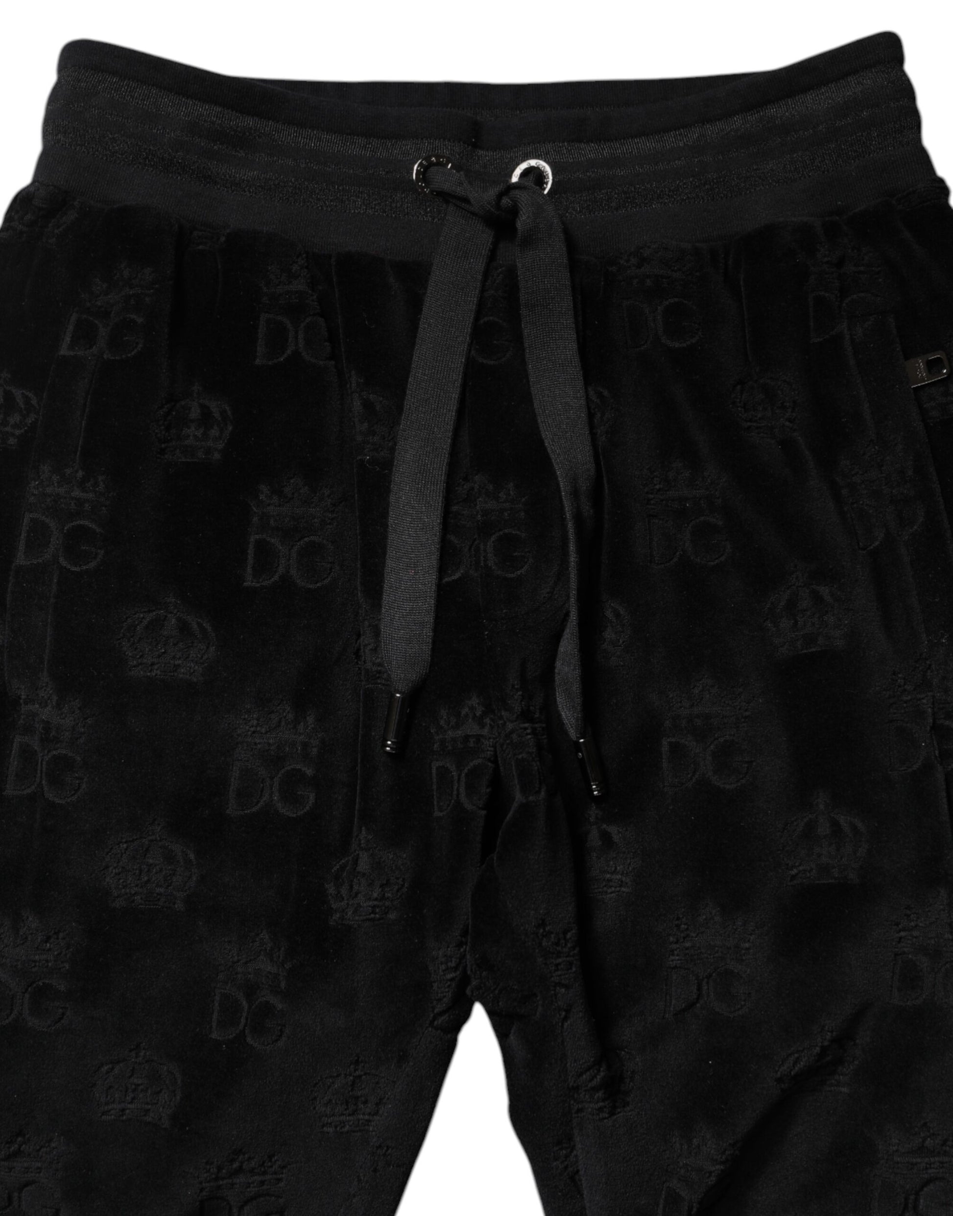 Black All-Over DG Logo Print Jogger Pants