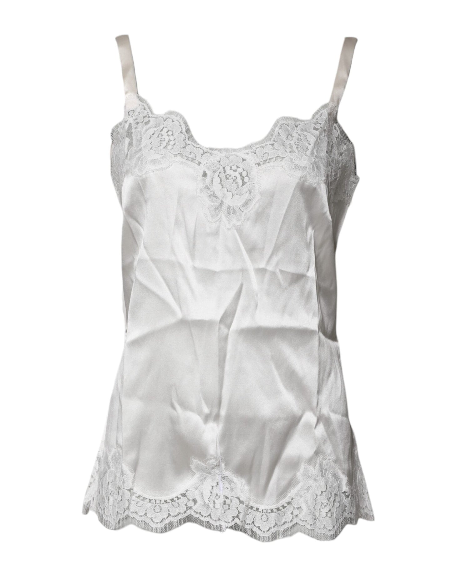 Top White Satin Lace Tank Lingerie Underwear