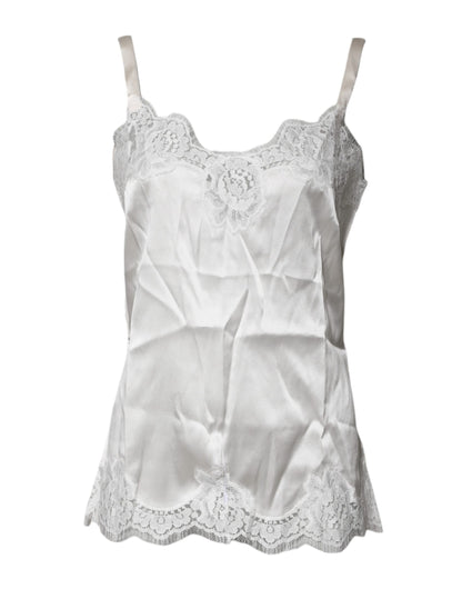 Top White Satin Lace Tank Lingerie Underwear