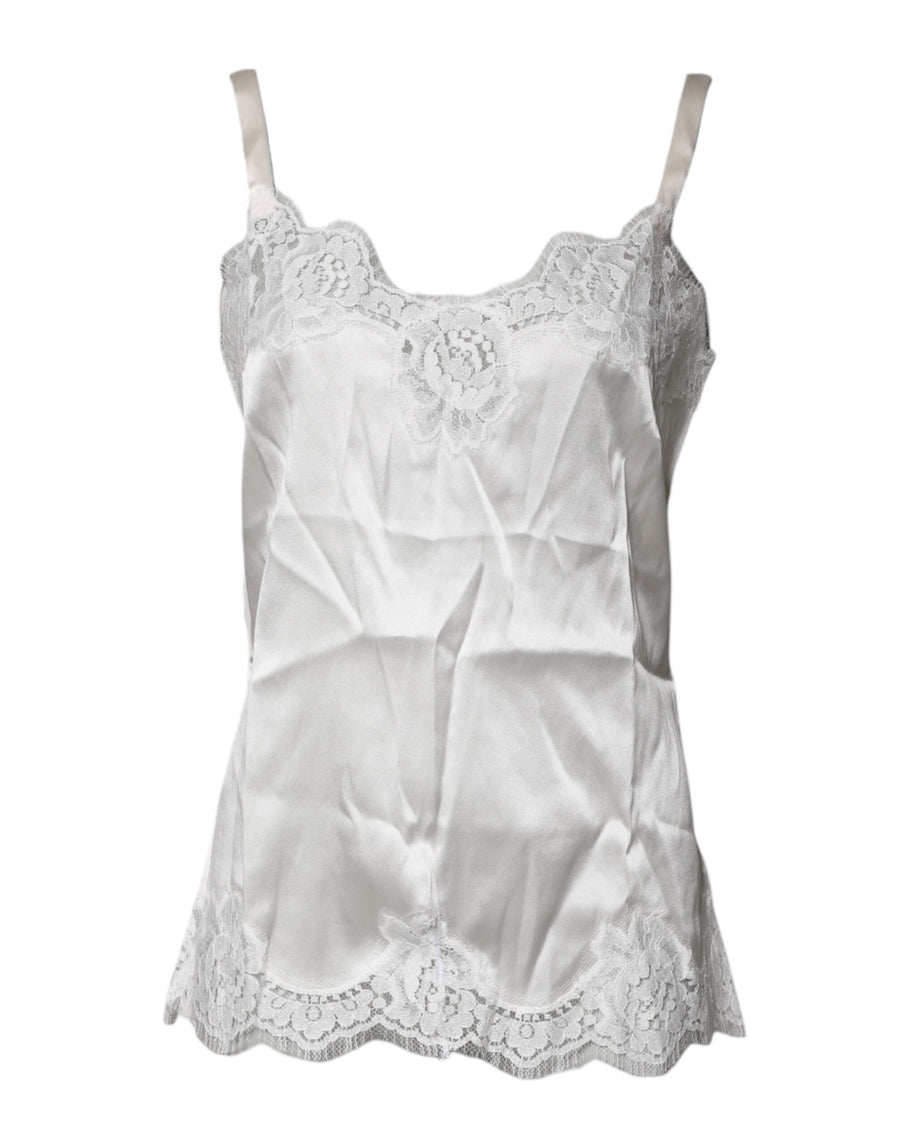 Top White Satin Lace Tank Lingerie Underwear