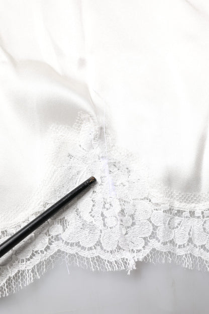 Top White Satin Lace Tank Lingerie Underwear