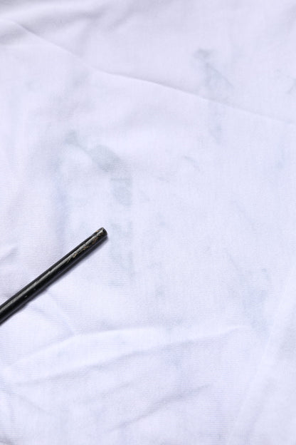 White Print Lace-Up Cotton Crew Neck T-shirt