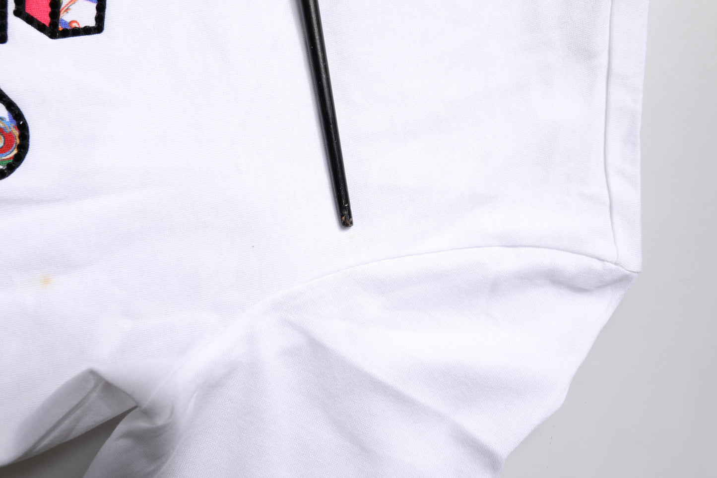 White Cotton Logo Print Round Neck T-shirt