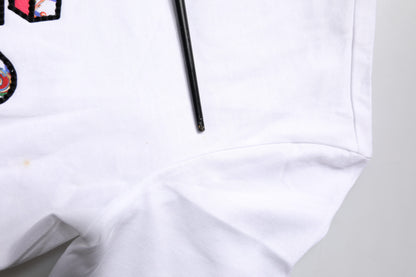 White Cotton Logo Print Round Neck T-shirt