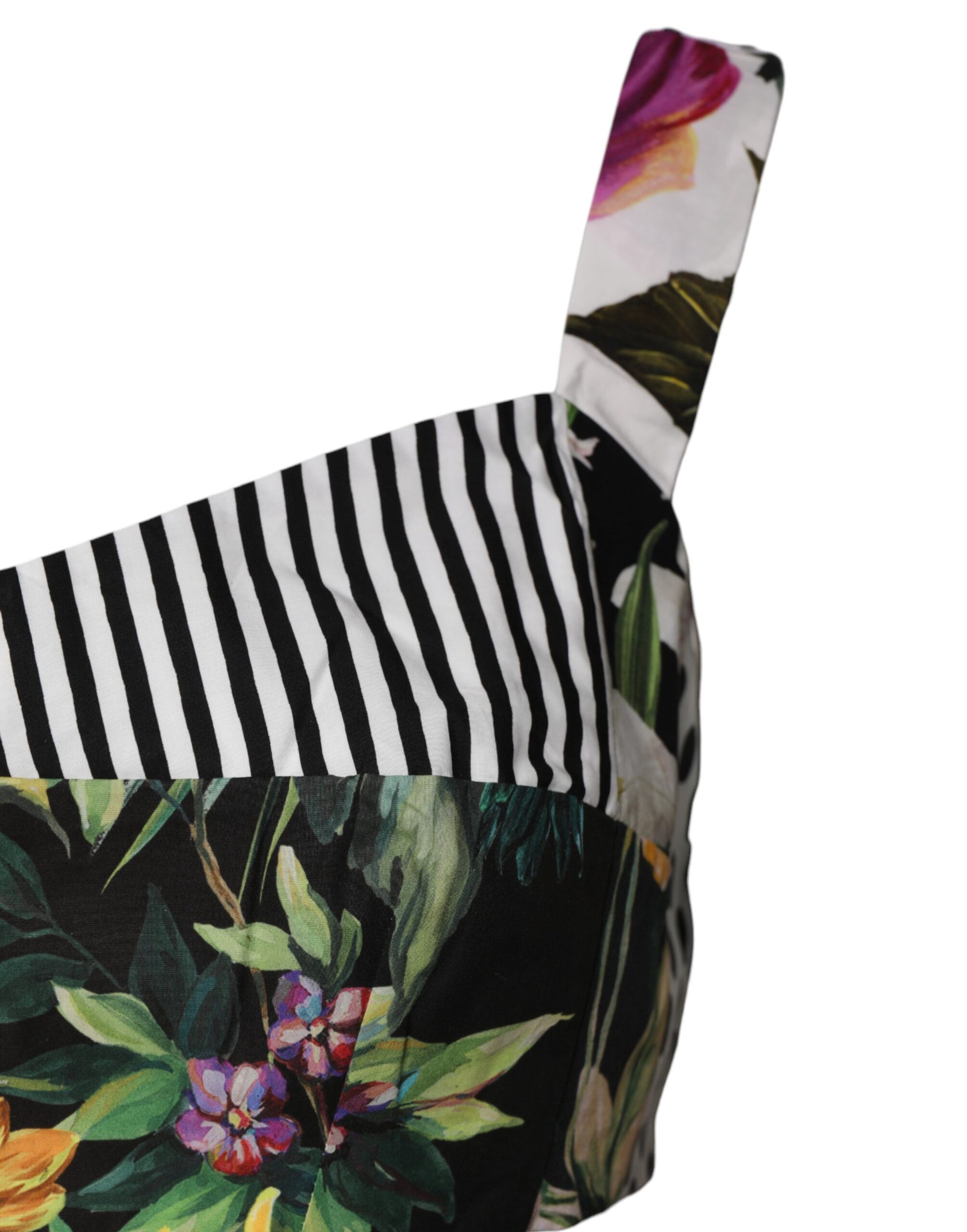 Multicolor Sweetheart Neck Patchwork Crop Top