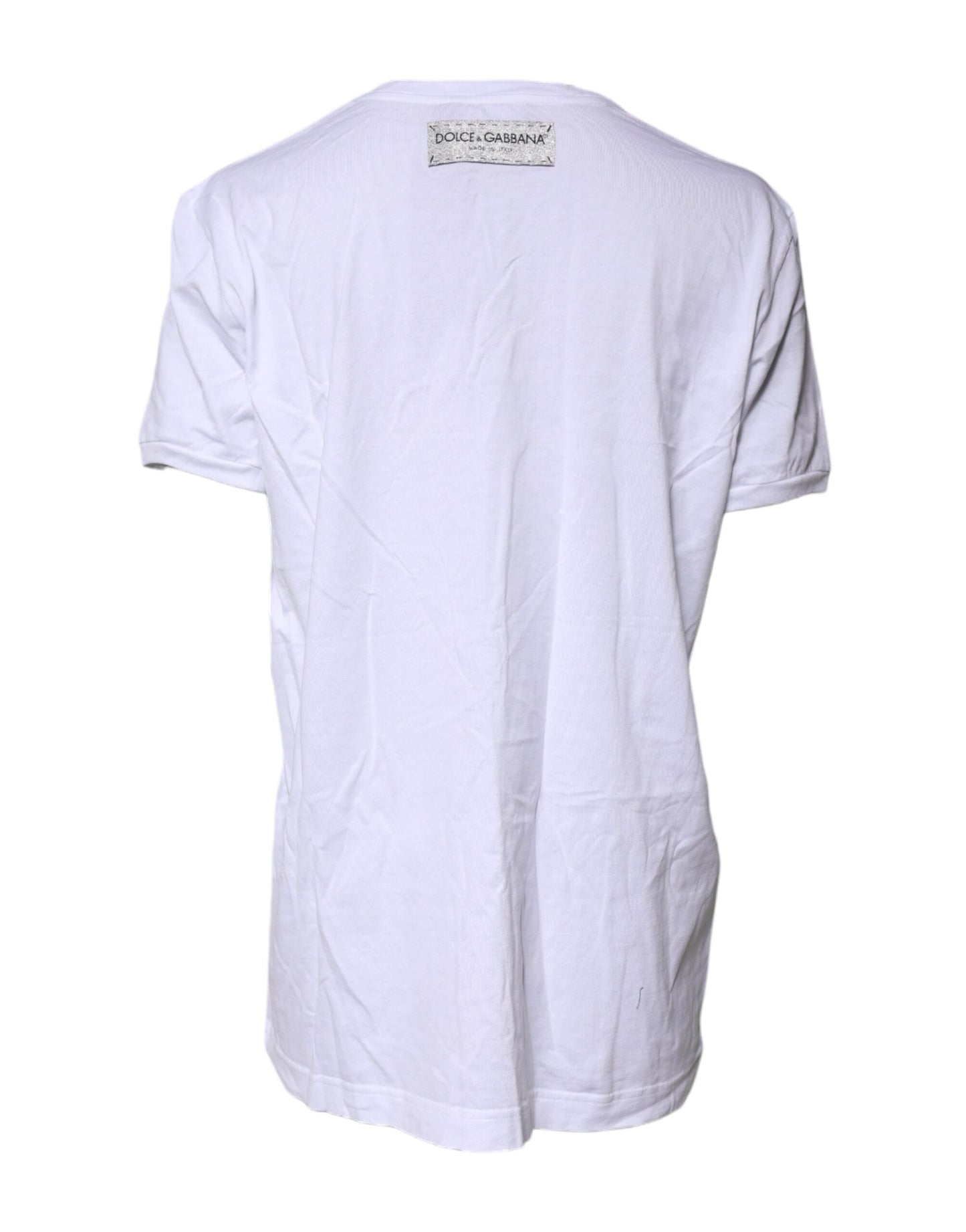 White Cotton Printed Round Neck Top T-shirt