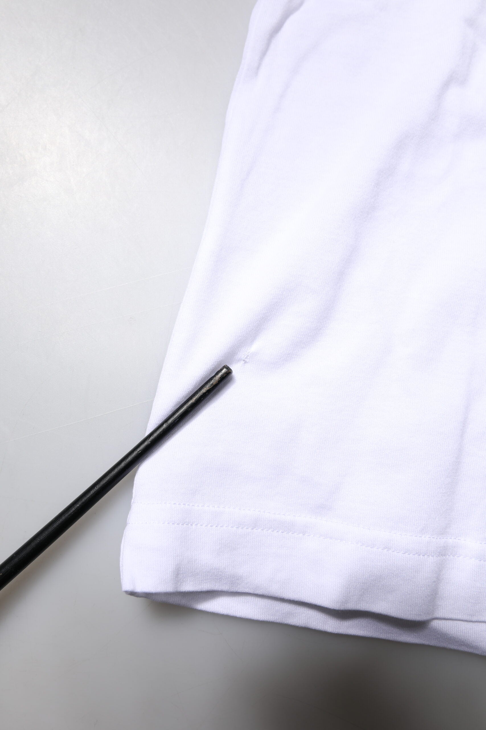 White Cotton Printed Round Neck Top T-shirt